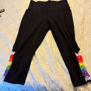 LIVI by Lane Bryant cropped leggings. Size 14/16 black with the cutest rainbow